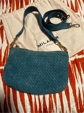 Milaner Italia “Belinda” Teal Woven Bag